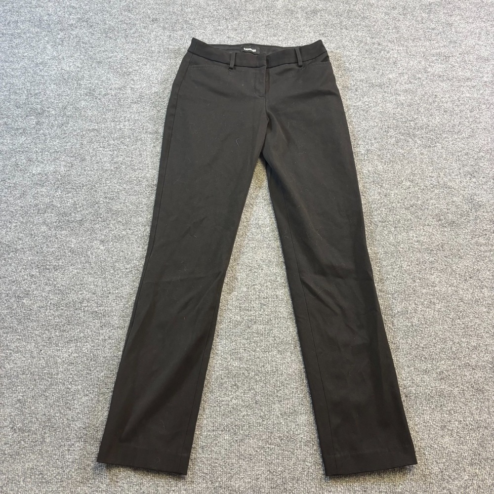Express Columnist Chino Pant Womens 0 Black Polyester Straight Preppy Stretch